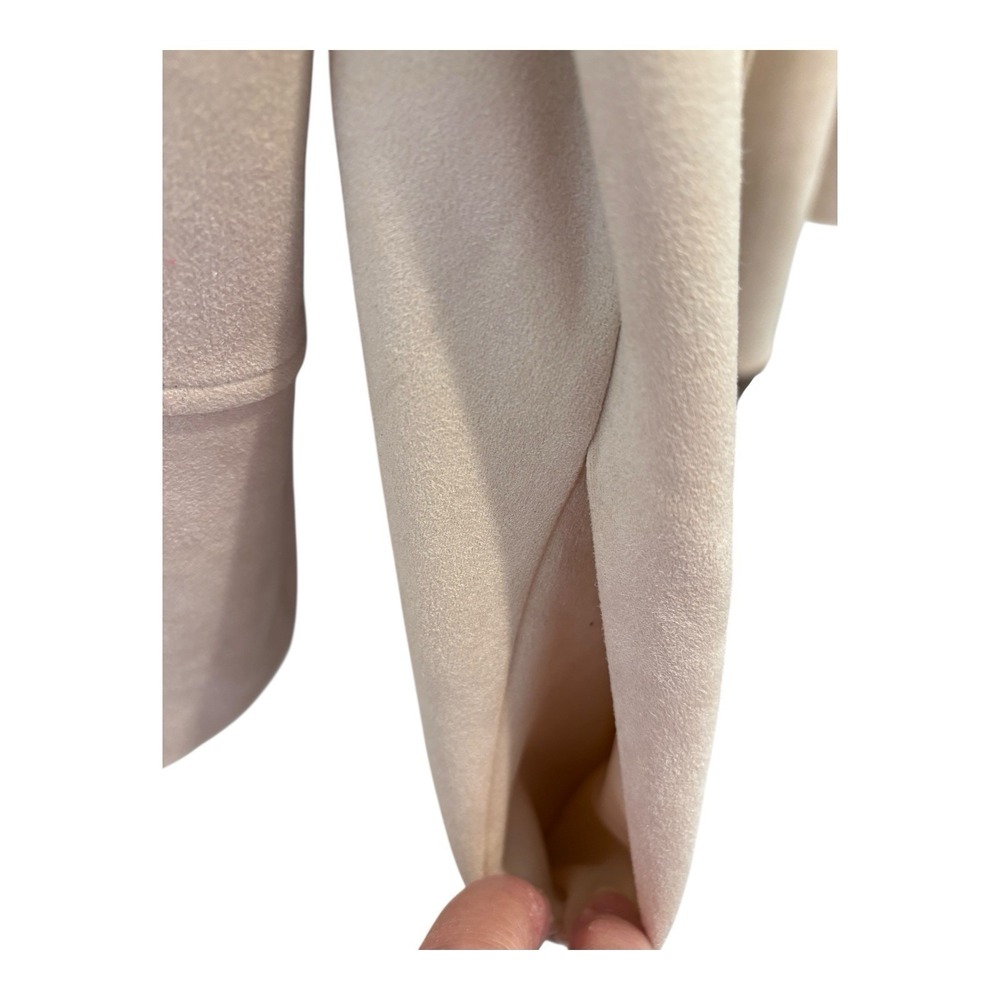 Zara Duster Coat Womens  XL Faux Suede Longline Open Beige Brown Colorblock Soft - Picture 5 of 7